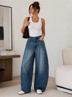ANGELS Barrel Leg Jeans in Blue sz14